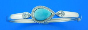 sterling silver larimar & cz bangle bracelet