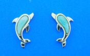 alamea dolphin post earrings larimar & sterling silver
