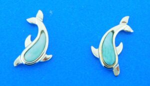 alamea dolphin post earrings larimar & sterling silver