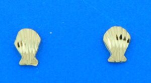 Scallop Shell Mini Post Earrings, 14K Yellow Gold 4 14k scallop shell post earrings