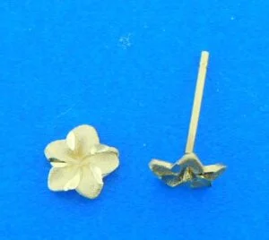 Plumeria Post Earrings, 14K 2 Plumeria Post Earrings, 14K - Image 2
