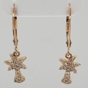 14k palm tree dangle earrings