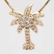 14k palm tree diamond pendant