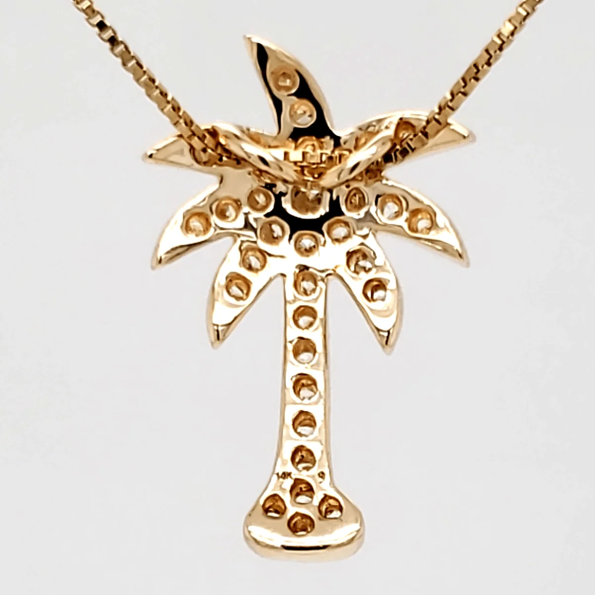 14k palm tree diamond pendant