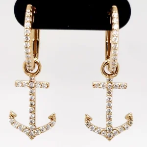 14k anchor dangle hoop earring