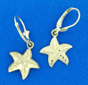 14k starfish lever back earrings