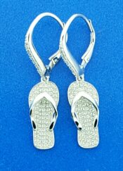 sterling silver flip flop dangle cz earrings