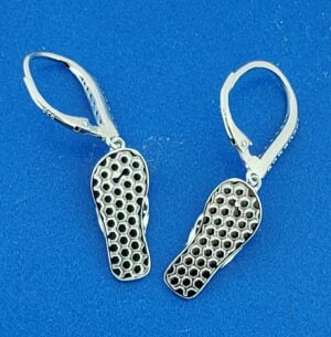 sterling silver flip flop dangle cz earrings