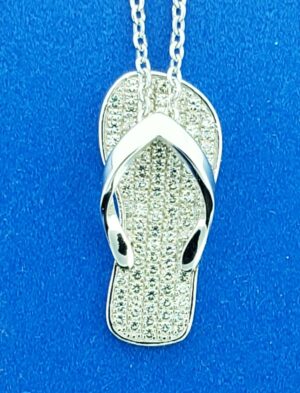 sterling silver flip flop cz pendant