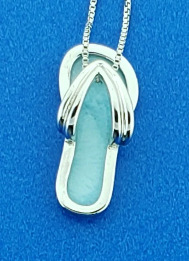 sterling silver flip flop larimar pendant