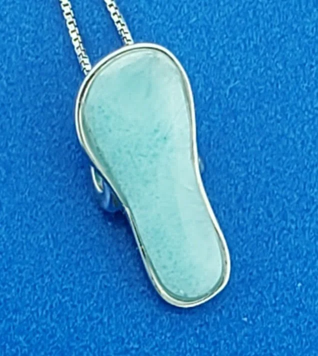 sterling silver flip flop larimar pendant