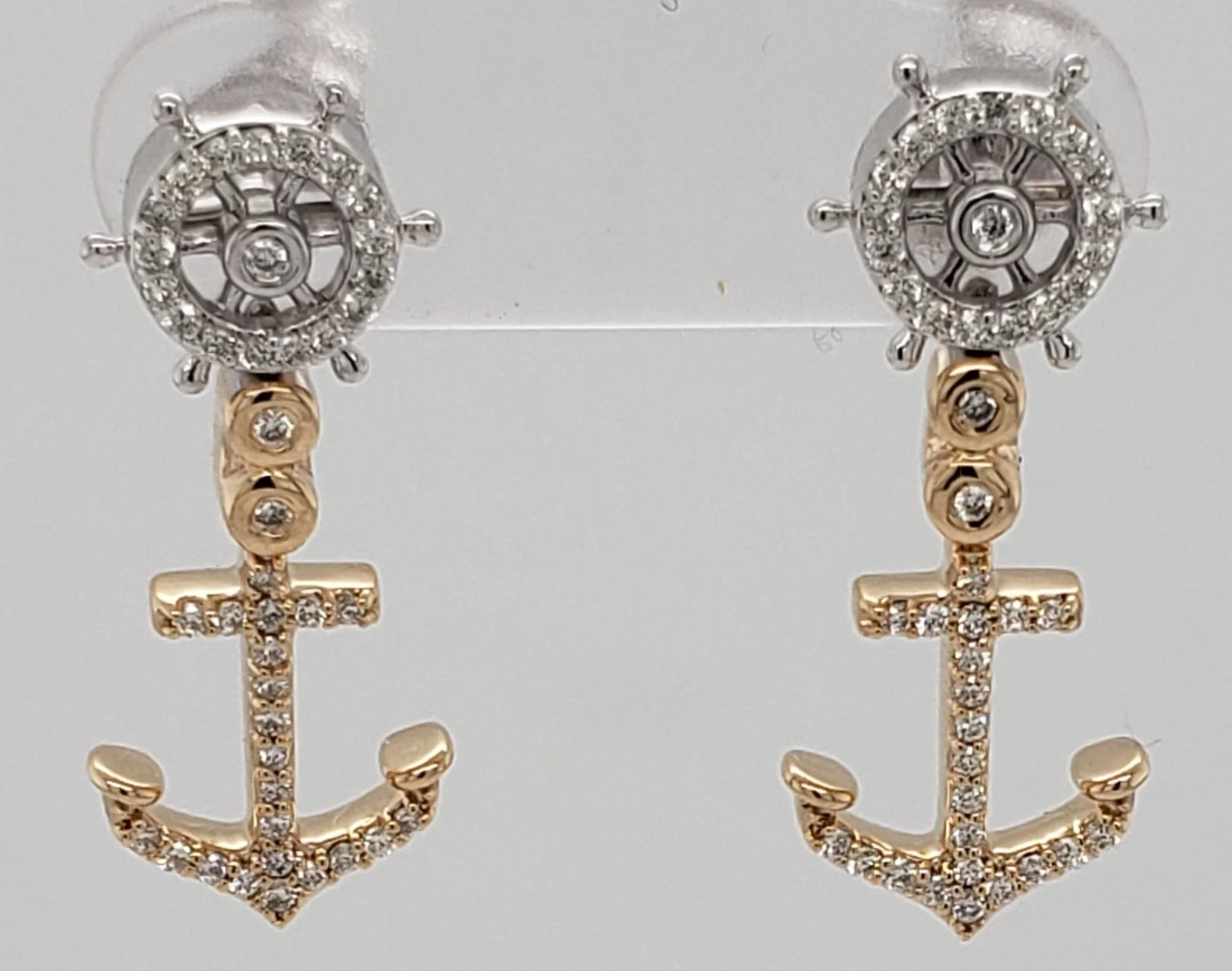 ship wheel anchor 14k post earrings