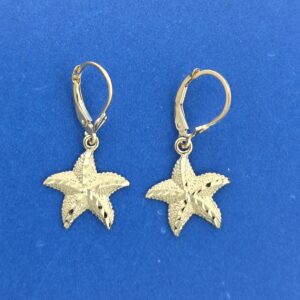 Starfish Lever Back Earrings, 14K