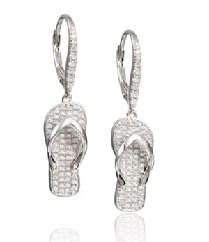 sterling silver flip flop dangle cz earrings