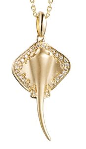14k diamond stingray pendant