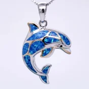 sterling silver dolphin opal pendant