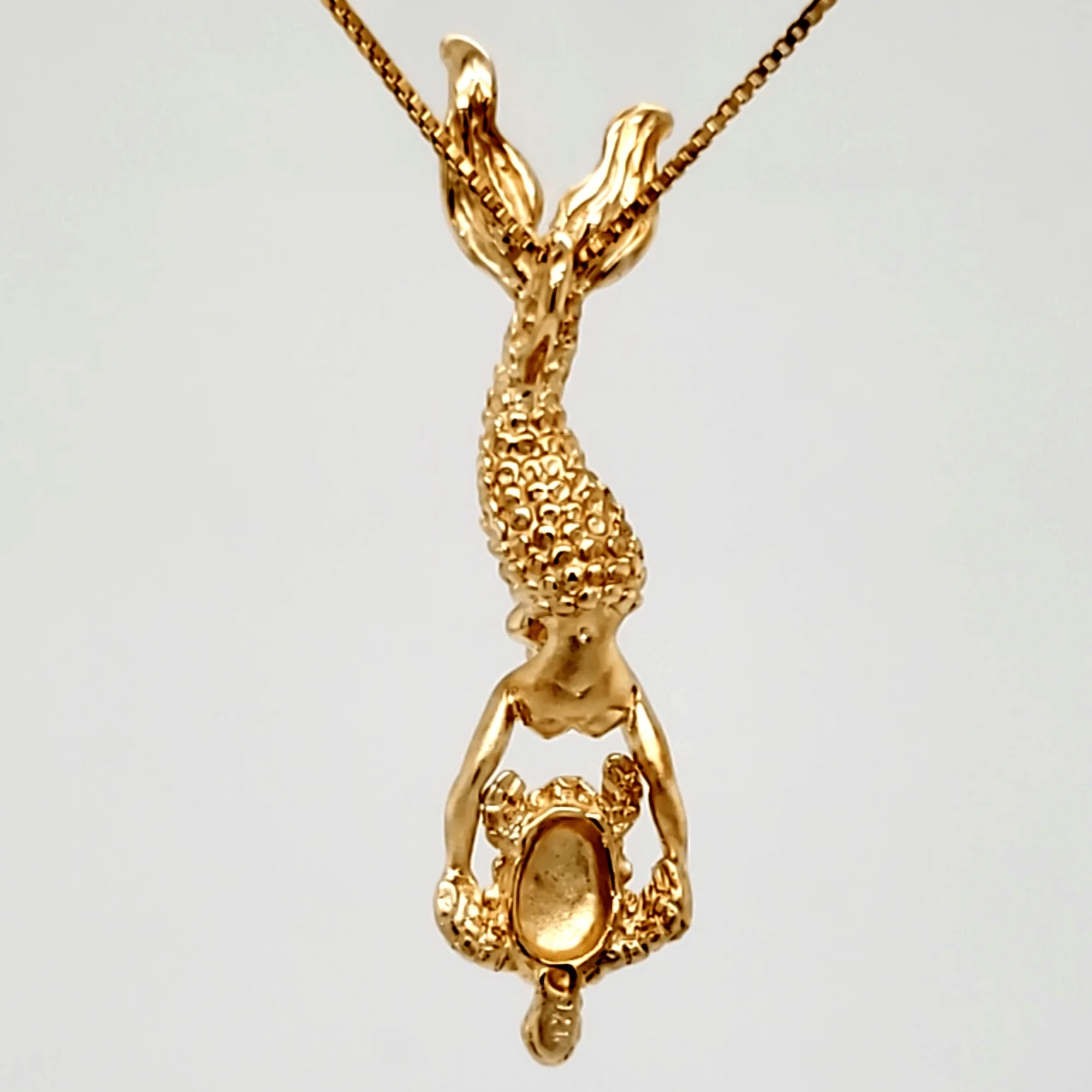 14k mermaid sea turtle pendant