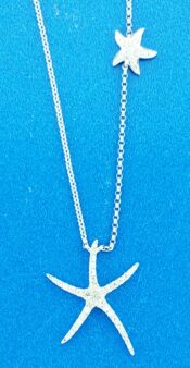 14K diamond starfish necklace white gold
