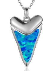 sterling silver shark tooth opal pendant