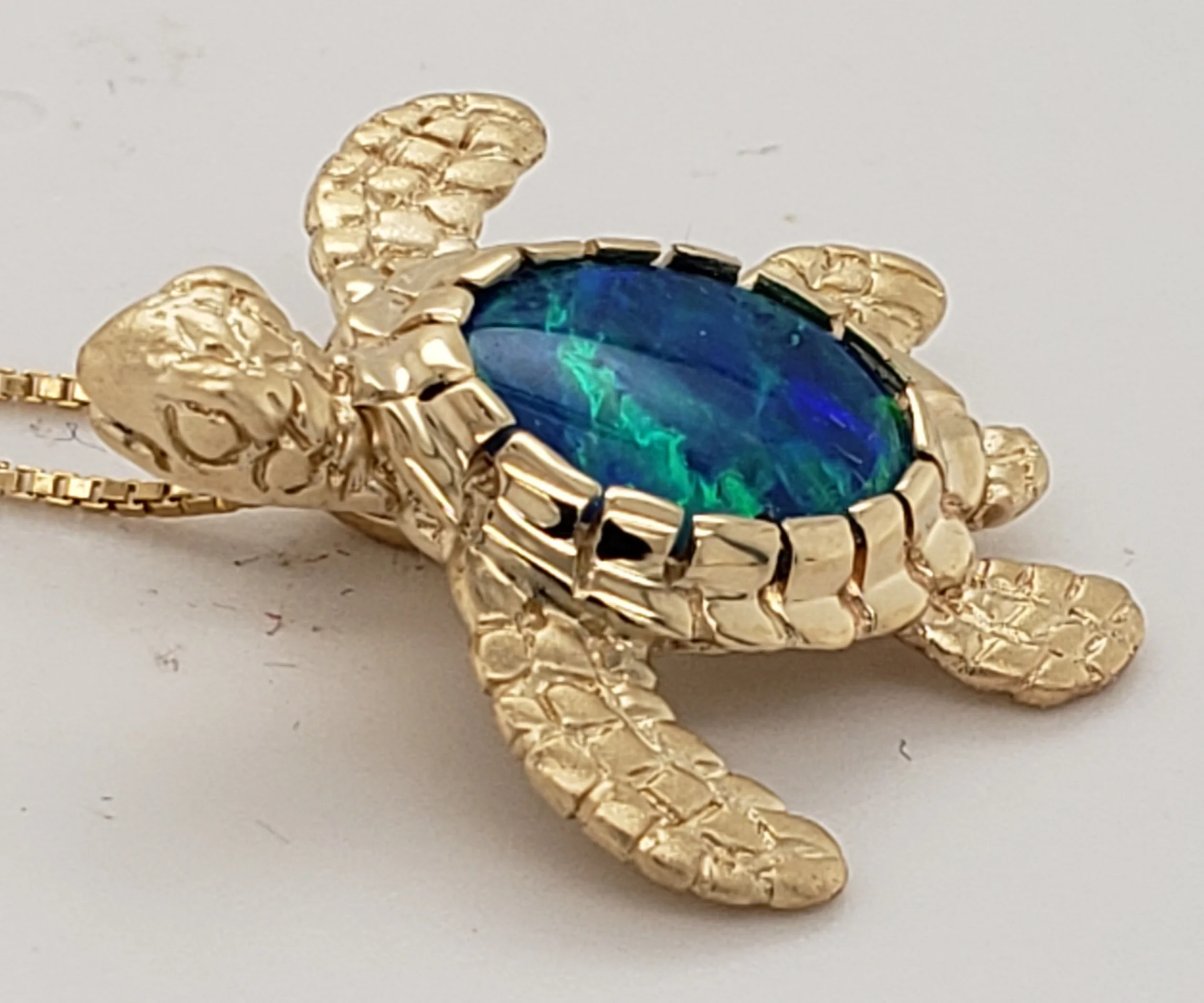 Steven Douglas Sea Turtle Pendant, 14K & Opal - Image 3