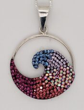 sterling silver and crystal wave pendant