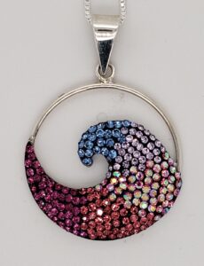 sterling silver and crystal wave pendant