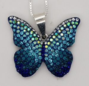 sterling silver and crystal butterfly pendant