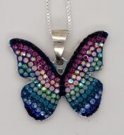 sterling silver and crystal butterfly pendant