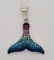 sterling silver and crystal whale tail pendant