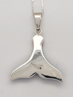 sterling silver and crystal whale tail pendant