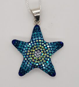 sterling silver and crystal starfish pendant