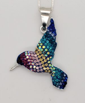 sterling silver & crystal hummingbird pendant