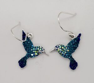 sterling silver and crystal hummingbird dangle earrings