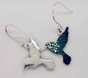 sterling silver and crystal hummingbird dangle earrings