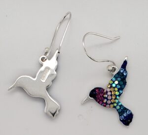 sterling silver and crystal hummingbird dangle earrings