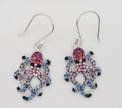 sterling silver and crystal octopus dangle earring