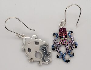 sterling silver and crystal octopus dangle earring