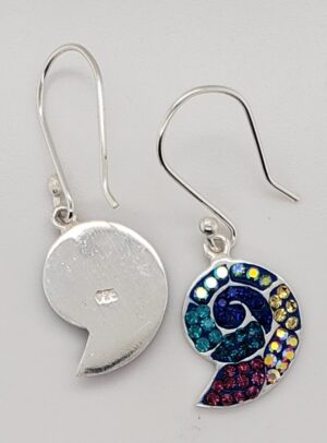 sterling silver and crystal nautilus shell dangle earrings