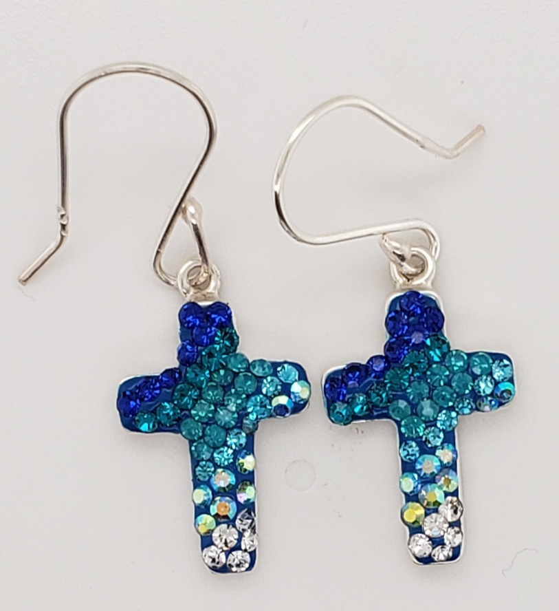Mosaico Cross Earrings, Sterling Silver 1 Mosaico Cross Earrings, Sterling Silver