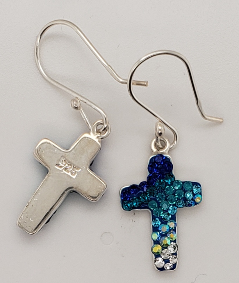 Mosaico Cross Earrings, Sterling Silver 3 Mosaico Cross Earrings, Sterling Silver - Image 3