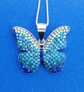 Mosaico Butterfly Pendant, Sterling Silver