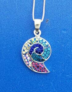 Mosacio Nautilus Shell Pendant, Sterling Silver