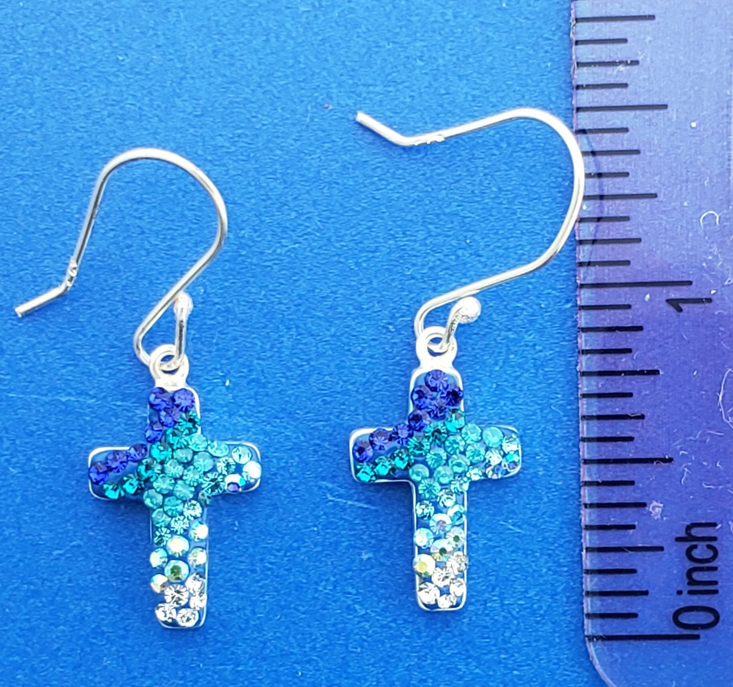 Mosaico Cross Earrings, Sterling Silver 5 Mosaico Cross Earrings, Sterling Silver - Image 5