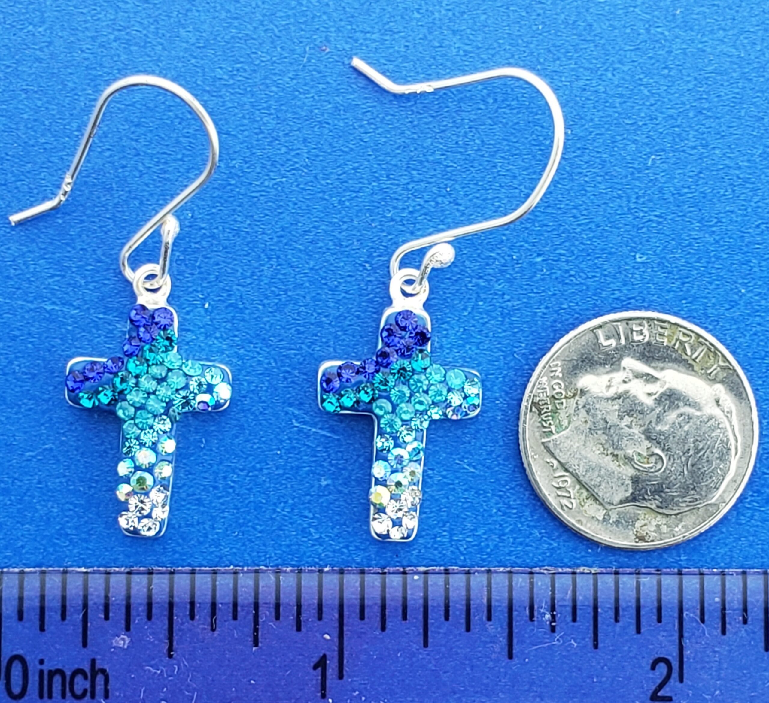 Mosaico Cross Earrings, Sterling Silver 4 Mosaico Cross Earrings, Sterling Silver - Image 4