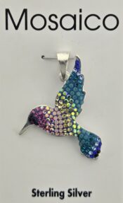 Mosaico Hummingbird Pendant, Sterling Silver