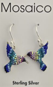 Mosaico Hummingbird Earrings, Sterling Silver
