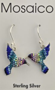 Mosaico Hummingbird Earrings, Sterling Silver