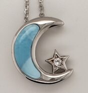 sterling silver & larimar moon penant