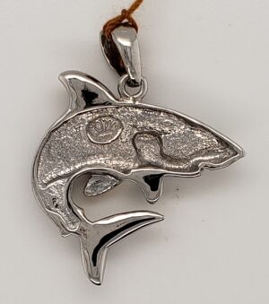 sterling silver and mother of pearl shark pendant