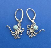 Alamea Octopus Larimar Earrings, Sterling Silver